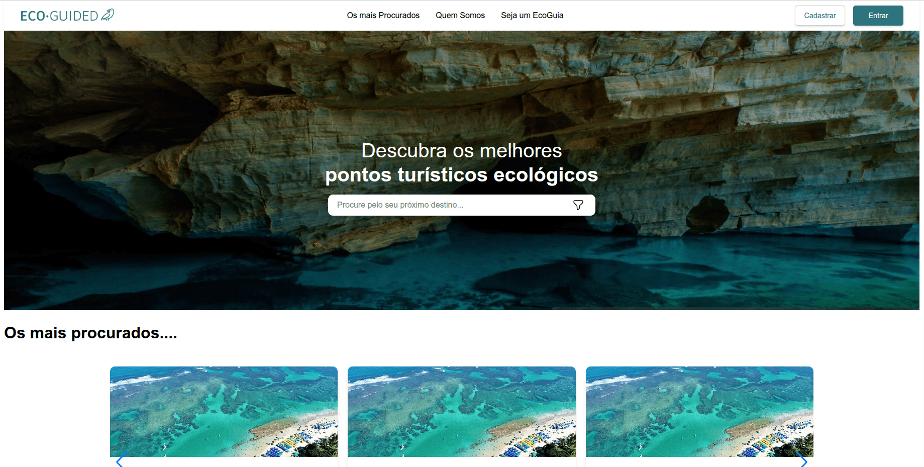 Homepage do projeto Ecoguided